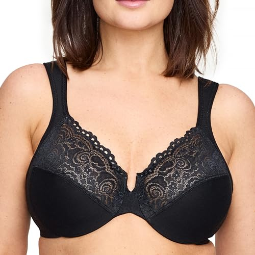 Glamorise Soutien-Gorge Wonderwire Décolleté Dentelle à Armatures, Spécial Grandes Tailles n°1240
