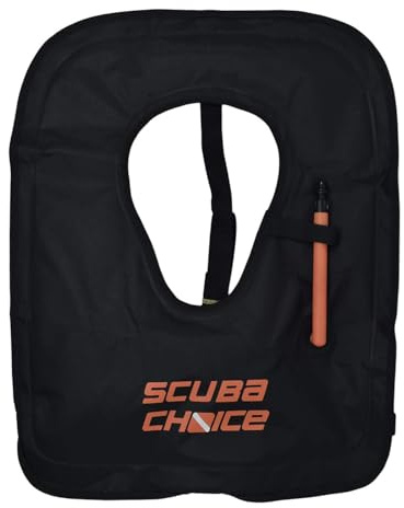 Scuba Choice Adult Snorkel Vest with Name Box, Inflatable Snorkeling Vest for Adults Over 200lbs, Easy Oral Inflator, Removable Strap (27 x 19) X-Large, Black Snorkeling Vests