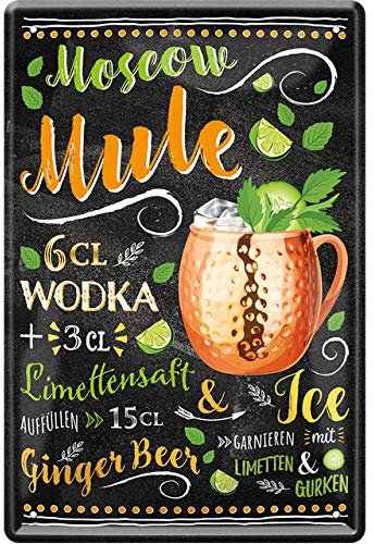 schilderkreis24 - Blechschilder Cocktail Rezept Moscow Mule Deko Metallschild Schild für alle Bar Theke oder Pub Besitzer Geschenk zum Geburtstag oder Weihnachten 20x30 cm