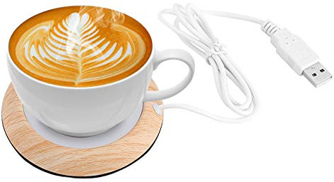 USB Coffee Mug Warmer, Wood Grain Cup Warmer Heat Beverage Mug Mat Coffee Heater Pad Bright Wood Grain (Light walnut grain)