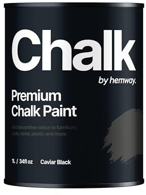 Hemway - Premium Chalk Paint - Caviar Black 1 L | Chalky Matt Shabby Chic Finish for Interior Furniture & Walls | Quick Dry & 1 Coat