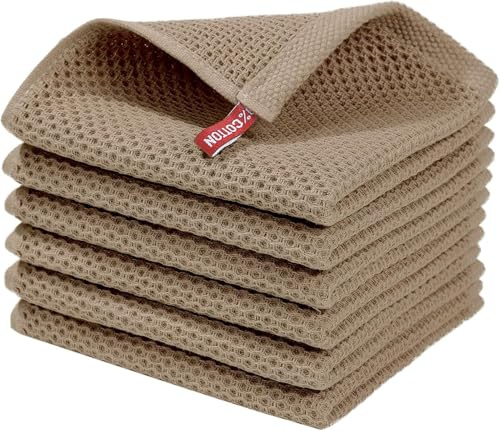 BW&HM Trapos Cocina Algodo Paños de Cocina Paños Cocina Algodon Durable y Súper Absorbente 33 x 33cm Set de 6 Marrón