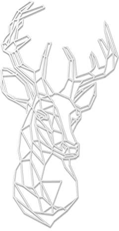 teileplus24 DS03 Wanddeko Metall | Wandbild | Metallbild | Geometrische Wandkunst | 74 x 40 cm, Farbe:Hirschkopf Weiß