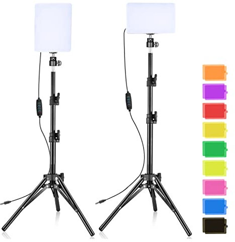 SEDGEWIN Kit de 2 Luces LED para Video, 6500 K, Regulables, luz USB, iluminación de fotografía con 9 filtros de Color, trípode Ajustable para fotografía, grabación de Video, iluminación de