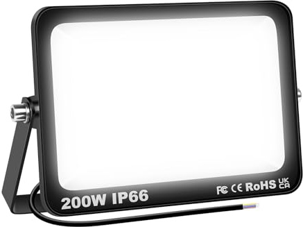 SKYWORLD Focos LED Exterior 200W, 20000LM Proyector LED Exterior, 6000K Blanco Frío Luz de Seguridad, Impermeable Luz de Inundación Iluminación para Garaje Patio Jardín Terraza Parque Estadio Obra
