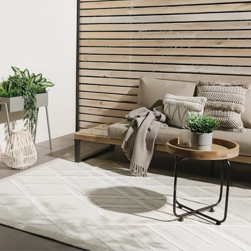 benuta Basic In- & Outdoor Teppich Flora - Creme 160x230 cm - Florales Design - Wetterfest & UV-beständig - Für Balkon, Terrasse, Garten - Küchenteppich & Wohnzimmerteppich - Pflegeleicht Robust