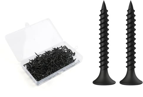 BOUMVID Snabbstängningsskruv M3,5 x 30 mm, 200 stycken snabbbyggande skruvar, svart, grov gänga, trä, gipsskivor, gipsskivor, gipsskivor, gipsskivor, riggipsplattor