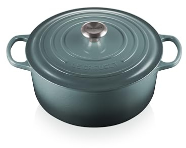 Le Creuset Signature Gusseisen-Bräter mit Deckel, Ø 28 cm, Rund, Für alle Herdarten und Induktion geeignet, Volumen: 6,7 l, 6,125 kg, Ocean, 21177283602430