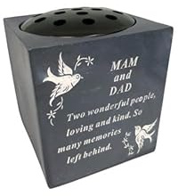 Memorial Cemetery Dove Bird Graveside Flower Holder Pot Grave Rose Bowl Vase (Mam & Dad)