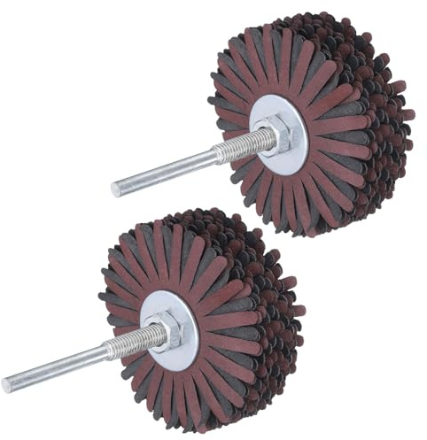 sourcing map 2pcs Abrasive Cloth Flap Wheel Sanding Star 1/4-Inch Shank for Woodworking Root Carving Furniture Polishing 400 Grit