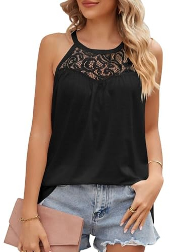 KBRPEY Debardeur Femme Chic et Top Col Ras du Cou T-Shirt à sans Manches Élégance Haut Chemise Ample à Débardeur Mode Casual Tank Tops ete Hauts sans Manche