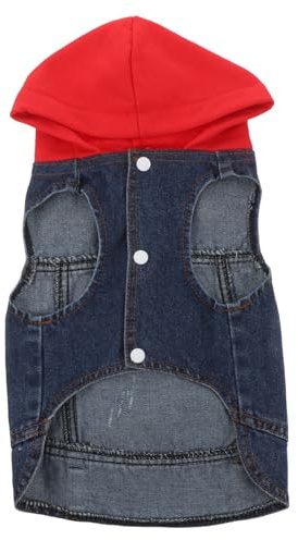 Happyyami Gilet per Animali Domestici Cappotto Cane Cappottino Cane Giubotto Cane Abbigliamento per Cani Costume da Mucca Cane Cucciolo Giacca di Jeans Forniture per Animali Domestici Rosso