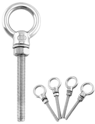 VDLLQYN, 5 pièces boulons à œil filetés en acier inoxydable 316 1/4X 2,36 de long boulons à œil d'épaule M6 boulons à œil de levage robustes boulons à œil en acier inoxydable de qualité marine ，Vis
