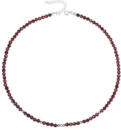Unique Gems Perlenkette Edelstein Choker echter roter Granat cut gems Ø 4mm Halskette kurz 38cm Chakra Heilstein Perlen Juweliers- Qualität