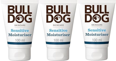 Bulldog Skincare Sensitive Gesichtspflege für Männer, parfümfrei, speziell formuliert für empfindliche Haut, spendet 24 Stunden Feuchtigkeit, 100 ml, 3 Stück