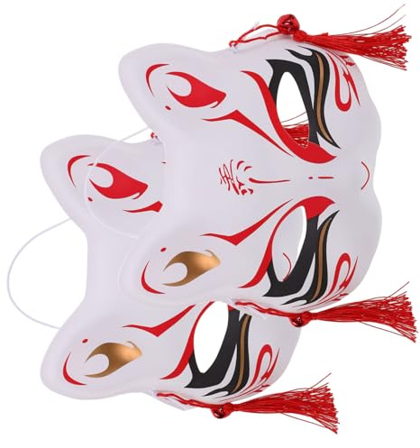 SOIMISS 2 Pièces Masque Fox Demi Face Cosplay pour Halloween Masque Animal Fantaisie pour Masquerade Costume