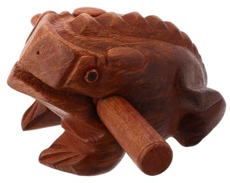 HANABASS 1 Set Wooden Frog Sound Maker Frog Style Guiro with Beater for Desk Decor Produces Melodious Sound Easy to Play Percussion Instrument for All Ages Solid Wood Construction