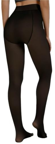 IXOYAHRA Women's Fleece Lined Tights - Thermal Winter Pantyhose, High Waist Tummy Control, Black, S/M