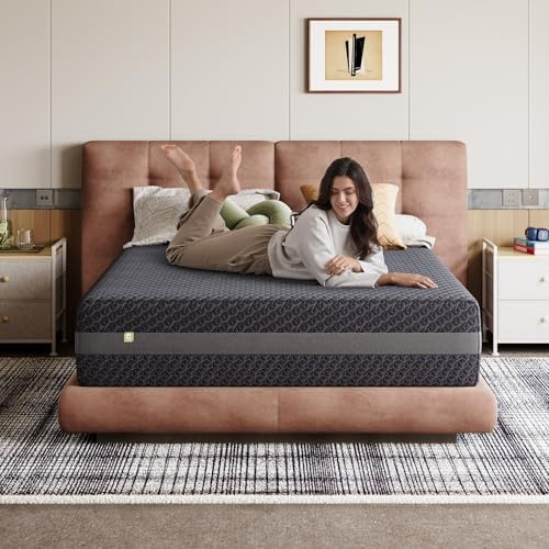 Novilla 12 Inch King Size Mattress, King Gel Memory Foam Mattress for Ergonomic Comfort & Responsive Support, with Green Tea-Infused Foam, Breathable Side Panel, Medium Firm, Mattresses in a Box
