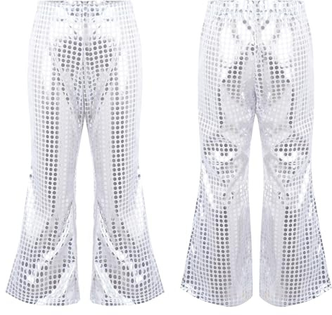Pantalones De Cuero Metálico Brillante para Niñas Niños Pantalones Deportivos Elásticos para Jazz Hip Hop Pantalón De Baile Fiesta Discoteca
