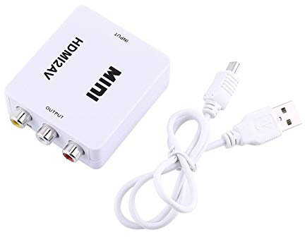Digital HDMI2AV-omvandlare, HDMI till AV-adapter komposit videoljud AV CVBS adapteromvandlare 720p/1080p (vit)