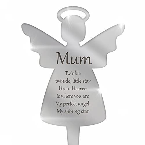 Memorial Gifts for Grave - PERSONALISED Memorial Remembrance Plaques - Mirror Acrylic Grave Decorations - Mum, Dad, Husband, Nan, Grandad Memorial - Robin, Heart, Angel Plaque - Christmas