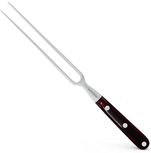 Giesser since 1776 - Made in Germany - Tenedor para trinchar, 21 cm, Rocking Chefs, PremiumCut Fork No 1, mango de micarta, rojo, remachado, inoxidable, cuchiillo para parrilla alemán afilado