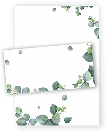 Briefpapier Eukalyptus DIN A4 I Set Briefpapier/Umschläge