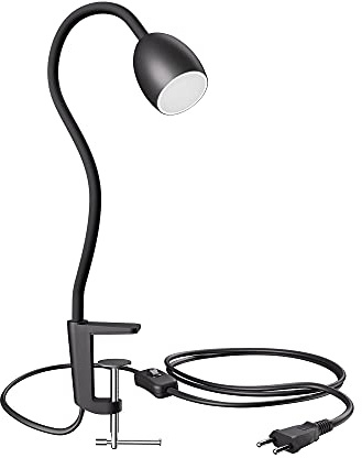 ledscom.de Luce a morsetto GU10 KLUK con collo d'oca, nero incl. GU10, bianco caldo, 6,826W 630lm
