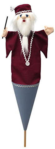 Marionette Märchenfigur Handpuppe Zauberer 55 cm, Ideal für Puppentheatre und Rollenspiele, für Kinder Baby Jungen Mädchen