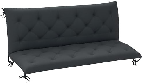 Outsunny 3 Seater Bench Pad, Garden Chair Cushion with Back and Ties for Indoor and Outdoor Use, 98 x 150 cm, Black