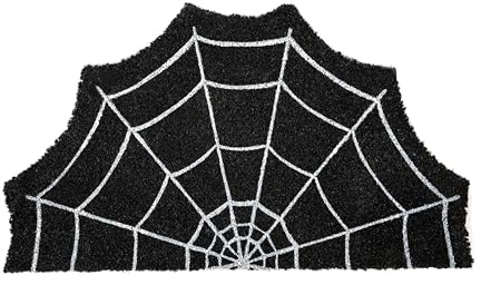 FISURA - Fußmatte Eingangshalle Spinnennetz aus Kokosfasern mit Rutschfester PVC-Rückseite. Leuchtet im Dunkeln. Originelle Fußmatte für draußen. Handbemalt. Maße:70 cm x 40 cm
