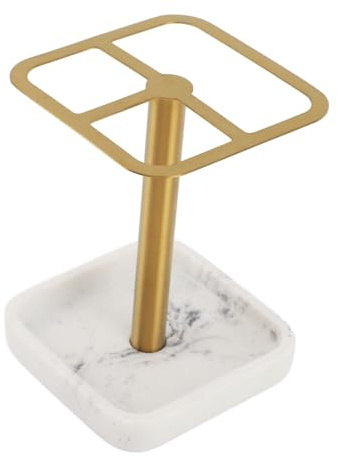 Toothbrush Holder Stainless Steel Bathroom Toothbrush Storage Organizer Toothpaste Holder Stand Rack for Bathroom Vanity, Countertops (Gold)