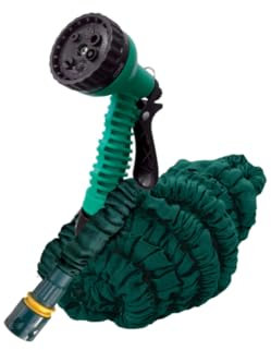 Tubo Acqua Estensibile da Giardino da 2,5 mt. fino a 7,5 mt Tripla Estensione con Pistola 8 Funzioni Lavaggio Auto Innaffiamento Prato Connettori in Metallo alta Qualità Resistente Alta Pressione