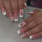 Kabwea 24 Pcs French Tip Press On Nails With Charms, Press On Nails, NäGel Zum Aufkleben, Fake Nails, Nail Tips, Tips FüR GelnäGel, KüNstliche NäGel, FingernäGel