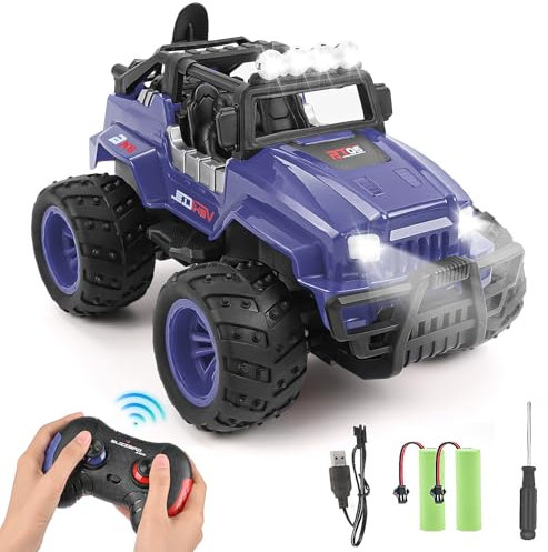 Weinsamkeit Voiture Telecommandé Enfant, 1:16 20km/H Voiture Télécommandée Tout Terrain Voiture Radiocommandée 2.4Ghz RC Camion avec Lumières LED Cadeau pour Garçons Filles de 4 5 6 7 8 9 10+ Ans,Bleu