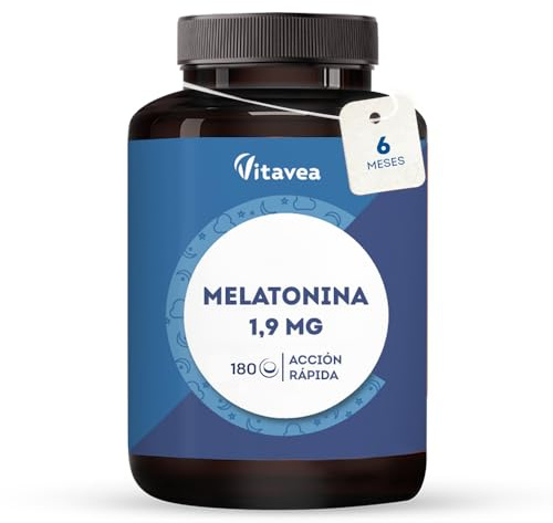 Mélatonine 1,9 mg - Action Rapide - Comprimés à sucer Goût Menthe - Endormissement, Sommeil Adulte, Jet Lag - 180 comprimés - Fabriqué en France - Vitavea