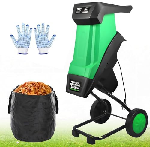 Broyeur Feuilles Électrique 2400 W, Broyeur Jardin Portable Sans Lame, Broyeur Feuilles 4500 Tr/Min, Broyeur Branches Et Compost, Diamètre D'entonnoir 39 Cm Pour Feuilles Jardin, Compost