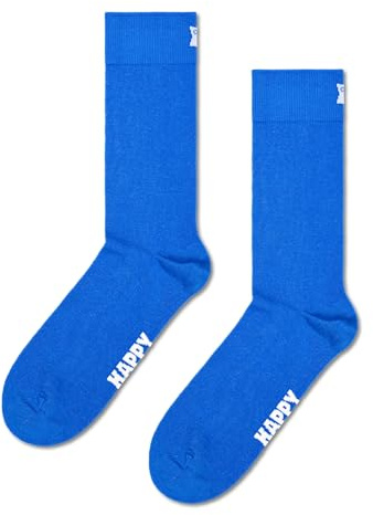 Happy Socks Einfarbige Crew-Socken-Kollektion – Hergestellt aus nachhaltiger Bio-Baumwolle – Blau 1er-Pack Größe 41–46