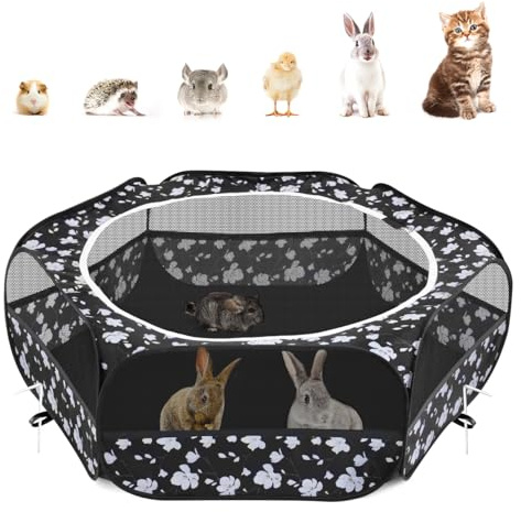 Pawaboo Parc pour Petits Animaux, Enclos Pliable Parc avec Fermeture Éclair pour Animal de Compagnie, Cages Tente Clôture d'exercice Transparente Respirante pour Chien, Chat, Lapin, Blanche