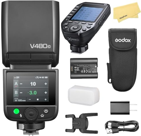 Godox V480C V480 C TTL Camera Flash with Godox XProII-C Flash Trigger for Canon Camera Flash Speedlite Light,2.4G HSS 1/8000s,650 Full-Power Flashes,GN50,1.7s Recycle Time