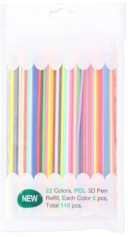 Culinavog Filamento Pcl, Recambios Lápiz 3D Biodegradable 2.5mm, Filamento Impresora 3D Baja Temperatura, Inodoro No tóxico, sin Obstrucciones, Apto para Niños y Adultos 22 Colores