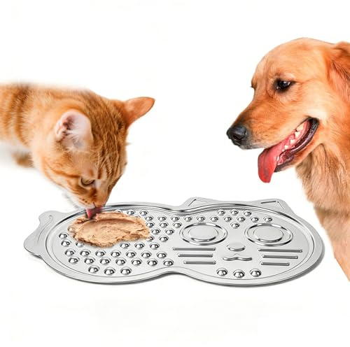 Chupete para Perros Lametón Acero Inoxidable con Forma de Gato, Resistente