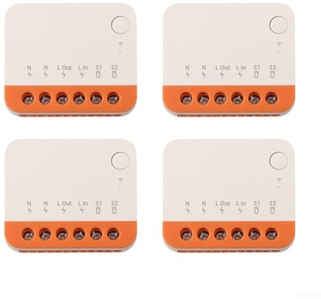 MINIR4 Smart WiFi-brytaruppsättning, 4 st 2-vägs strömbrytare med appkontroll och certifierade säkerhetsfunktioner för förbättrad användbarhet