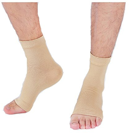2 par ankelbandage, fotbandage för män och kvinnor, plantar fasciitis-strumpor, kompressionsstrumpor för sport, fotboll, fitness, Beige, S/M (EU 36-40)