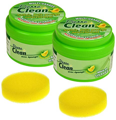Pierre Clean À–Konomisches Format,1,2 Kg (2 X 600 G) Und 2 Schw?mme Produkt Auf Tonbasis,Namens Renovierstein Oder Ton,Zur Natürlichen Reinigung,Polieren Und Schutz