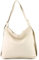 modamoda de T192 Damen Leder Rucksack Schultertasche 2in1 handmade in Italy, Farbe:Creme