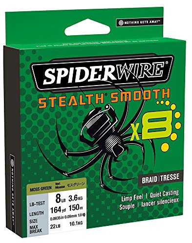 Spiderwire Stealth Smooth 8 New 2020, Blue Camo, 8-vägs flätat snöre med mikrobeläggning, 150 m, 0,06 mm – 0,39 mm, 5,4 kg – 46,3 kg (150, 0,05 mm – 5,4 kg)