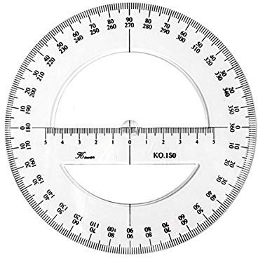 360 grados transportador ángulo medida dibujo reglas escuela matemáticas papelería, 20cm