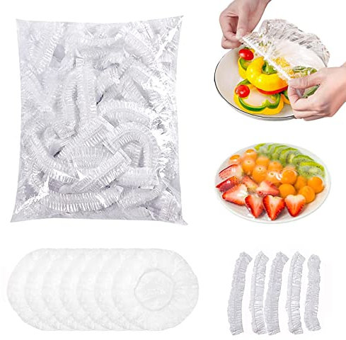 300 Pièces Charlotte Alimentaire Réutilisable, Film et Couvre Plat, Sac de Conservation Alimentaire, Couvercles de Bols Élastiqués